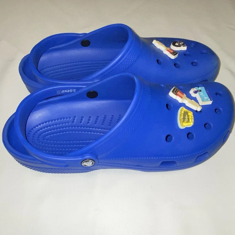 Crocs Royal Blue Men's Size 12‎ Jibbitz The Office Funny Humor
